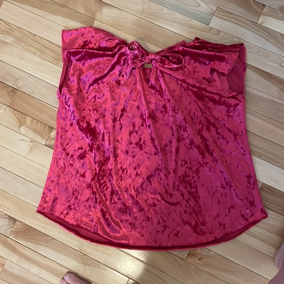 chic boho halloween velvet top, bow tie in the back vixen pink style - Picture 7 of 10